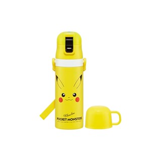 Skater Water Bottle 430ml Pokemon Pikachu Face Childrens Straight Drinking Cup 2WAY with Cup Stainless Steel SKDC4-A