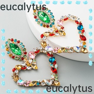 Eucalytus1 ต่างหูคริสตัล พลอยเทียม หลากสี แวววาว เครื่องประดับ สําหรับงานปาร์ตี้