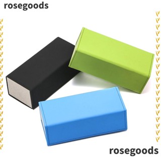 Rosegoods1 กล่องแว่นตา หนัง PU ป้องกันแรงกด แบบพกพา สี่มุม พับได้ สําหรับผู้ชาย