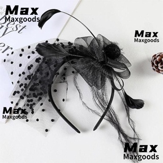 Maxg ที่คาดผมยาว ประดับขนนก ลูกไม้ ดอกไม้ ฮาโลวีน สีดํา สไตล์เรโทร เครื่องแต่งกายคอสเพลย์ งานแต่งงาน สําหรับผู้หญิง