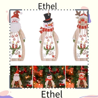 Ethel1 จี้ไม้ รูปซานตาคลอส กวางเอลก์ เกล็ดหิมะ แบบกลวง สําหรับแขวนตกแต่งต้นคริสต์มาส DIY