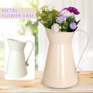 1pc New Vintage Enamel Metal Jug Pitcher Flower Pot Vase Wedding Table Decor