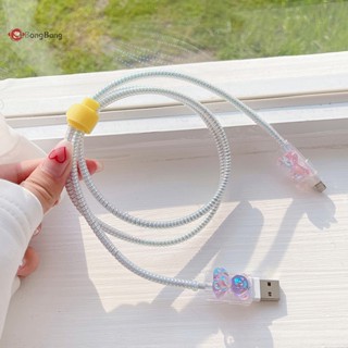 Abongbang ปลอกหุ้มสายชาร์จ รูปหมีน่ารัก สีสันสดใส สําหรับ USB