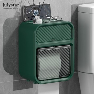 JULYSTAR กล่องกระดาษทิชชู่ห้องน้ำเรียบง่ายในครัวเรือนห้องน้ำกล่องกระดาษติดผนังกล่องกระดาษทิชชู่ม้วนกล่องกระดาษ Creative ติดผนัง