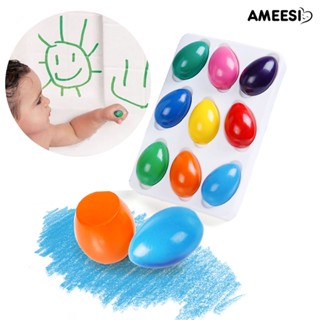 Ameesi Crayonlab ดินสอสี รูปไข่ 9 สี ของเล่นสําหรับเด็กวัยหัดเดิน