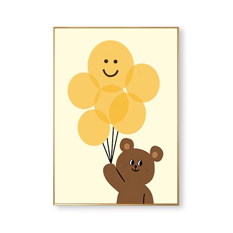 ภาพวาดจิตรกรรมฝาผนัง ไร้กรอบ รูปการ์ตูนหมี หน้ายิ้มน่ารัก สไตล์นอร์ดิก สําหรับแขวนตกแต่งบ้าน ห้องนั่งเล่น - รูปที่ 4