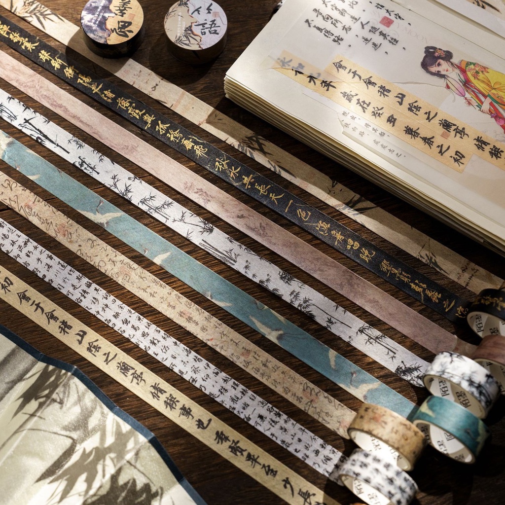 สไตล ์ จีนโบราณ Washi เทป DIY ตกแต ่ งศิลปะหัตถกรรมเทปสําหรับตกแต ่ ง Scrapbooking Journal Planners