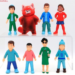 Darnell ตุ๊กตาฟิกเกอร์ PVC รูปการ์ตูนอนิเมะแพนด้า สีแดง ของเล่นสําหรับเด็ก 8 ชิ้น ต่อชุด