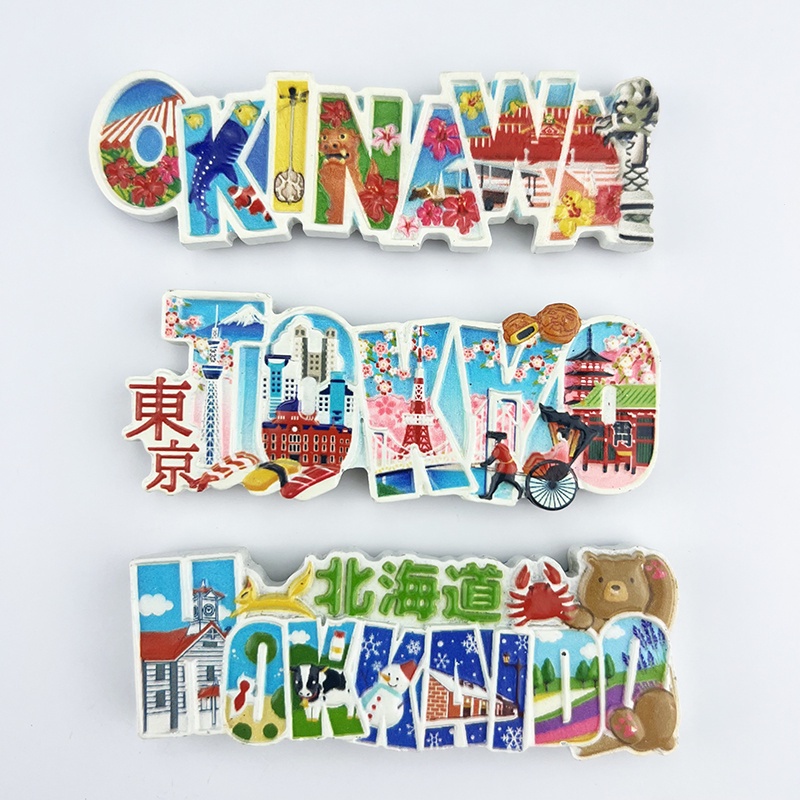Okinawa แม่เหล็กติดตู้เย็น เรซิน 3D แฮนด์เมด สไตล์ญี่ปุ่น โตเกียว ฮอกไกโด ของที่ระลึก สําหรับตกแต่งบ้าน