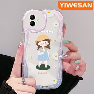 เคสโทรศัพท์มือถือ แบบใส ลายการ์ตูนเด็กผู้หญิงตัวเล็กน่ารัก สีครีม สําหรับ Samsung A04 A04E M04 F04