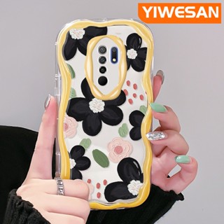 เคสโทรศัพท์มือถือแบบนิ่ม ใส ลายภาพวาดสีน้ํามัน รูปดอกไม้ สีดํา หลากสี สําหรับ Xiaomi Redmi 10 Prime 10C 9 Prime 12C POCO C55 POCO M2