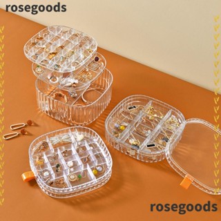 Rosegoods1 กล่องเครื่องประดับแฟชั่น หลายชั้น กันฝุ่น แสดงผล