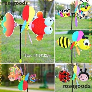 Rosegoods1 กังหันลมพลาสติก รูปการ์ตูนสัตว์ สีสันสดใส คุณภาพสูง ของเล่นสําหรับเด็ก