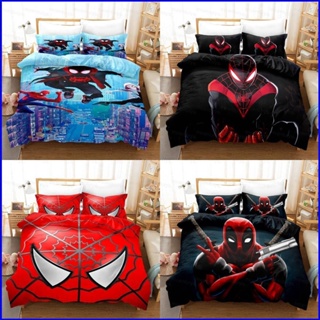 Gp1 ชุดเครื่องนอน ผ้าปูที่นอน ปลอกหมอน ลาย Marvel Spider-Man ซักทําความสะอาดได้ สําหรับหอพัก PG1