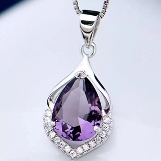 สร้อยคอเงิน เกรด 925 จี้อเมทิสต์ธรรมชาติ