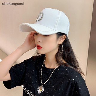 Shakangcool หมวกเบสบอล กันแดด ประดับพลอยเทียม ลายตัวอักษร D สไตล์ฮิปฮอป แฟชั่นสําหรับผู้หญิง