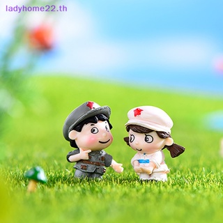 Doulady ตุ๊กตาฟิกเกอร์ทหารน่ารัก พลาสติก DIY สําหรับตกแต่งบ้านตุ๊กตา 1 คู่