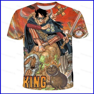 เสื้อยืดแขนสั้นลําลอง ทรงหลวม พิมพ์ลายอนิเมะ One Piece Luffy Zoro 3 มิติ พลัสไซซ์ สําหรับผู้ชาย และผู้หญิง