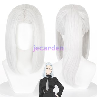 Jecarden Jujutsu Kaisen Mei Mei วิกผมหางม้าสังเคราะห์ ทนความร้อน สีขาวอ่อน