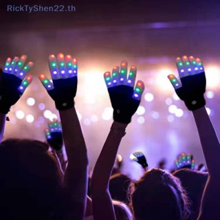 Ricktyshen ถุงมือไฟ LED แบบกระพริบ ของเล่นฮาโลวีน สําหรับตกแต่งปาร์ตี้ TH