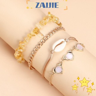 Zaijie24 สร้อยข้อเท้า ลูกปัดแฮนด์เมด เครื่องประดับชายหาด สีรุ้ง โบฮีเมียน ฟุตโซ่ ของขวัญแฟชั่น ที่ขา ยืดหยุ่น สร้อยข้อเท้าผู้หญิง