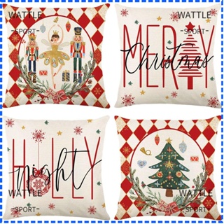 Wattle ปลอกหมอนอิง ลายเกล็ดหิมะ Merry Christmas ขนาด 45x45 ซม. สําหรับตกแต่งบ้าน โซฟา ในร่ม กลางแจ้ง