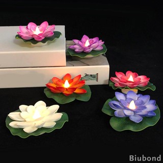 [Biubond] โคมไฟลอยน้ํา LED รูปดอกบัว สําหรับตกแต่งสวน สระว่ายน้ํา 6 ชิ้น