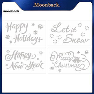 &lt;moonback&gt; ไม้บรรทัดแม่แบบ ลายฉลุ กลวง สําหรับวาดภาพ วันคริสต์มาส 4 ชิ้น