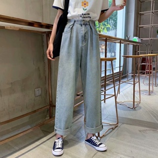 Solenne  กางเกงขายาว กางเกงยีสน์ผู้หญิง ทรงหลวม ๆ ตรง Retro Hip Hop Pants 2023 NEW Style  fashion สวย Comfortable Beautiful A97L89P 36Z230909