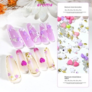 Aroma ลูกปัดเรซิ่น สีแคนดี้ สไตล์ญี่ปุ่น คละแบบ สําหรับตกแต่งเล็บ ร้านเสริมสวย ผู้หญิง