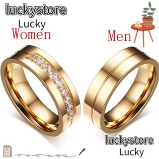 Lucky แหวนแต่งงาน แหวนแฟชั่น รัก AAA CZ สเตนเลส