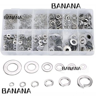 Banana1 แหวนรอง แบบสปริง สเตนเลส สีเงิน 12 ขนาด สําหรับซ่อมแซมรถยนต์ DIY 350 ชิ้น