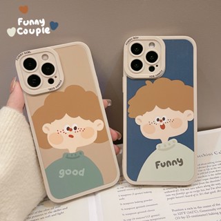 เคสโทรศัพท์มือถือคู่รัก แบบนิ่ม เนื้อแมตต์ ลายการ์ตูนน่ารัก สําหรับ Iphone Apple 14 11 13 12 14pro 11 xs max 8p