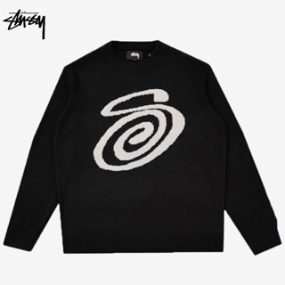 Stussy ของแท้ 100% เสื้อกันหนาว คอกลม แขนยาว แบบสวมหัว ปักลายโลโก้ สําหรับผู้ชาย ผู้หญิง