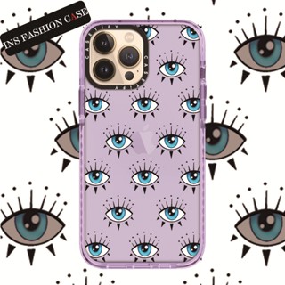 Casetify X เคสโทรศัพท์มือถือแบบนิ่ม ใส กันกระแทก ลายการ์ตูนดวงตา สีม่วง สําหรับ iPhone 14 13 12 11 Pro MAX IX XS MAX XR 6 6s 7 8 Plus