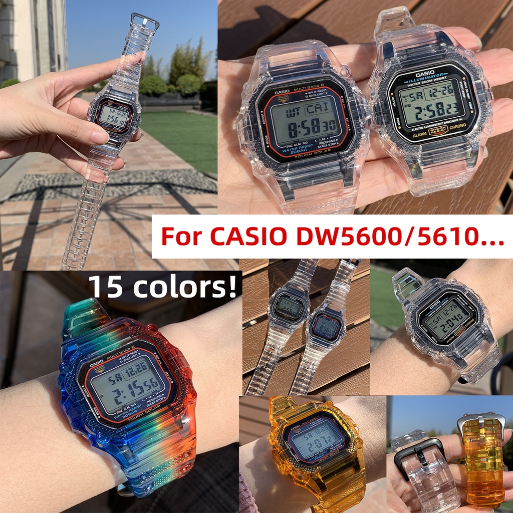 เคสเรซิน หลากสี พร้อมสายคล้อง สําหรับ Casio GW-M5610 5000 DW5600 5610 G5600E DW5000 GW5000 DW5035