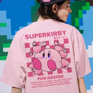 เสื้อยืดแขนสั้น ผ้าฝ้าย ทรงหลวม ลายการ์ตูนอนิเมะ Kawaii Star Kirby น่ารัก แฟชั่นฤดูร้อน สไตล์ญี่ปุ่น สําหรับเด็กผู้หญิง