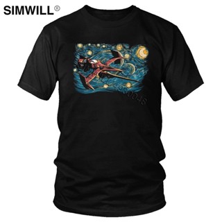 GOOD YFMens Soft Cotton Starry Space Cowboy Bebop T Shirt Short Sleeved Anime Japanese Manga Jet Graphic T-Shirt 4XL 5X