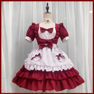 ☑Original [Yuexiaying] ญี่ปุ่นเซ็กซี่ครีม Sweetheart Maid Dress Red Pure Lolita