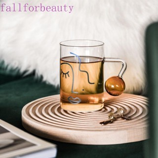 Fallforbeauty แก้วน้ํา แบบใส พร้อมที่จับ 1 ชิ้น สําหรับชา กาแฟ นม