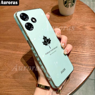 เคสโทรศัพท์มือถือ แบบนิ่ม ลายใบเมเปิ้ล ชุบไฟฟ้า สําหรับ infinix Hot 30 Play 30i Hot30 Play Free Fire Hot30i