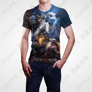 เสื้อยืดแขนสั้น พิมพ์ลายการ์ตูนอนิเมะ God of War 3 มิติ แนวสตรีท แฟชั่นฤดูร้อน สําหรับผู้ชาย และผู้หญิง