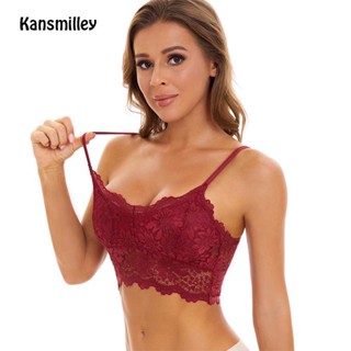 Kansmilley Bralette เสื้อชั้นใน คอวีลึก ลูกไม้ ไม่มีโครง ไซส์ M L XL สําหรับผู้หญิง