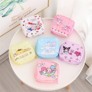 SANRIO กระเป๋าใส่เหรียญ ผ้าฝ้าย ผ้าอนามัย ผ้าออกซ์ฟอร์ด กันน้ํา ขนาดใหญ่ จุของได้เยอะ สําหรับผู้หญิง