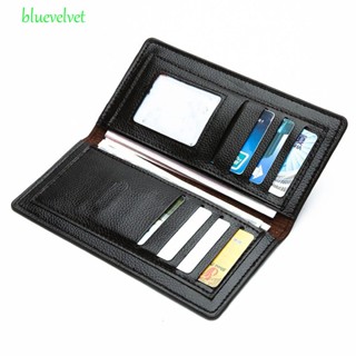 Bluevelvet กระเป๋าสตางค์ผู้ชาย บาง วินเทจ สีน้ําตาล ฟังก์ชั่น สีดํา หนัง PU กระเป๋าใส่เหรียญ