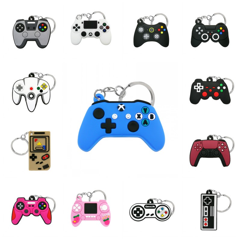 1PCS PVC สไตล์ใหม่เครื่องเกมพวงกุญแจพวงกุญแจน่ารัก Gamepad จอยสติ๊กพวงกุญแจกระเป๋ารถแขวน fit men boy คีย์