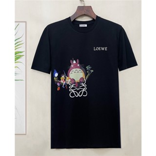 L0ewe ใหม่ เสื้อยืดแขนสั้น ผ้าฝ้าย พิมพ์ลาย Totoro สําหรับผู้ชาย S-4XL