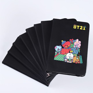 สมุดโน๊ตไดอารี่ เนื้อแมตต์ ลาย Kpop BT21 Minini Series BTS สีดํา สําหรับนักเรียน