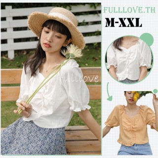 Fulllove เสื้อเชิ้ตผู้หญิง แขนตุ๊กตา ทรงสวย เซ็กซี่เลิศ เสื้อแขนสั้น y2k