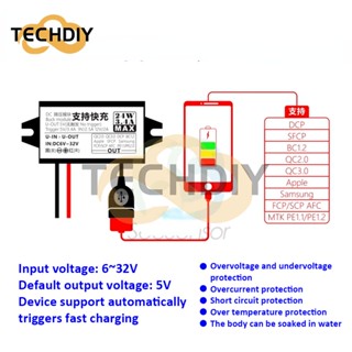 อะแดปเตอร์แปลงพาวเวอร์ซัพพลาย DC-DC 12V 24V เป็น 5V 3.4A 24W Mini USB QC2.0 3.0 กันน้ํา สําหรับรถยนต์